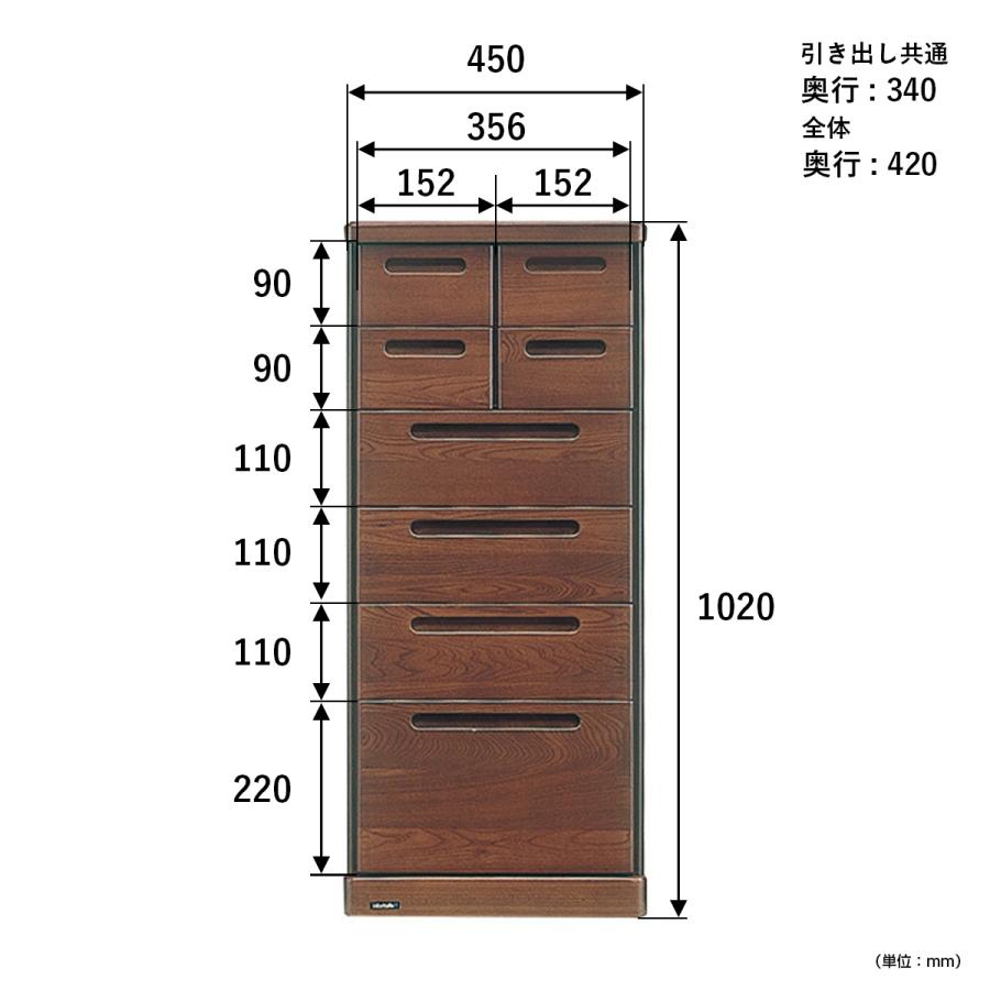 チェスト タンス 箪笥 収納 キャビネット 幅45 45cm 6段 木製 ケバンス