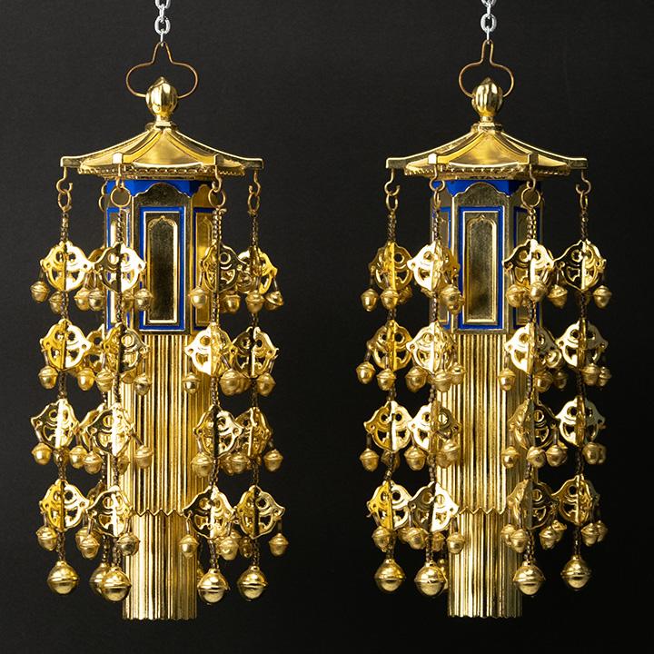 仏像(仏具、仏壇)1 長期在庫品】仏具 幢幡瓔珞 純金箔 7寸 一対 （仏壇用 7寸 7.0