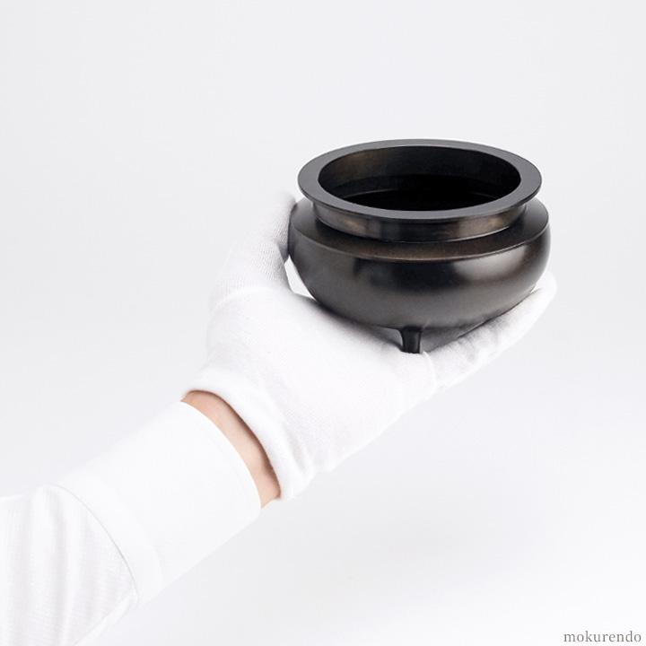 仏具 線香立て 鍋丁色 4.0寸 真鍮製 灰付 （香炉 机上香炉 前香炉 仏壇