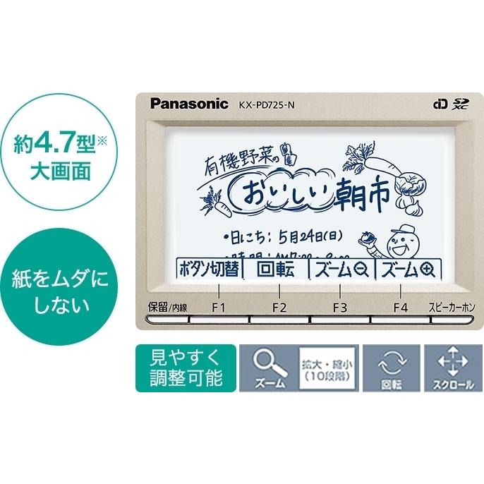 パナソニック おたっくす 見てから印刷 受話器コードレスタイプ FAX電話機　KX-PD725-NorKX-PZ720-N（親機のみ）迷惑対策  SDカード｜mokus｜02