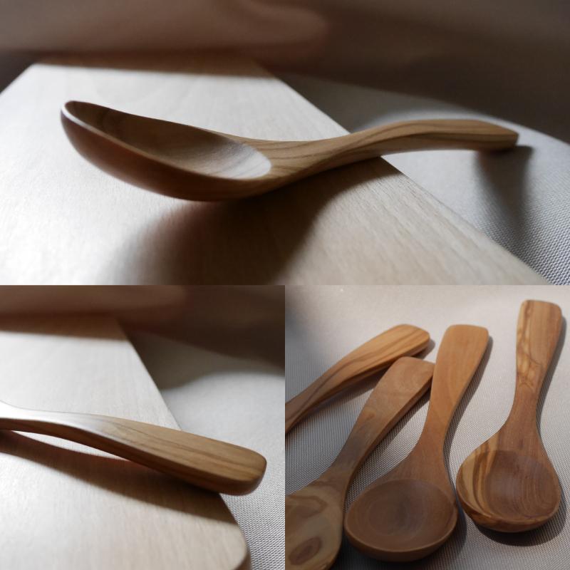 木製 イタリア産オリーブ スープスプーン 15.5x4cm 定形外郵便対応