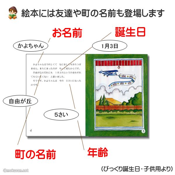 オリジナル絵本 「びっくり誕生日」 子供用 誕生日プレゼント 名入れ オーダーメイド 絵本 送料無料｜mokuson-net｜03