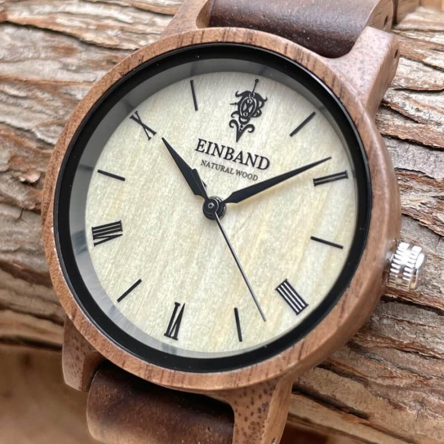Reise Walnut 木製 腕時計 32mm EINBAND アインバンド クルミ レディース クォーツ アンティークの画像