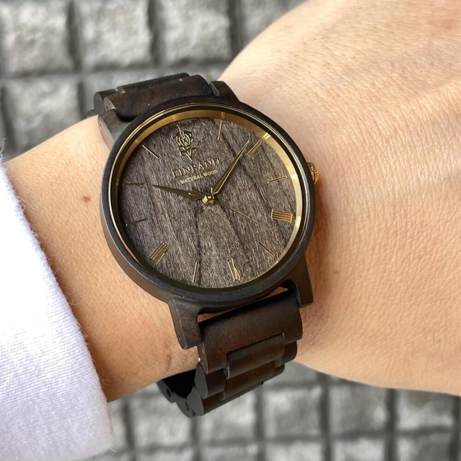 Reise SandalWood & Gold 木製 腕時計 40mm EINBAND アインバンド サンダルウッド メンズ クォーツの画像