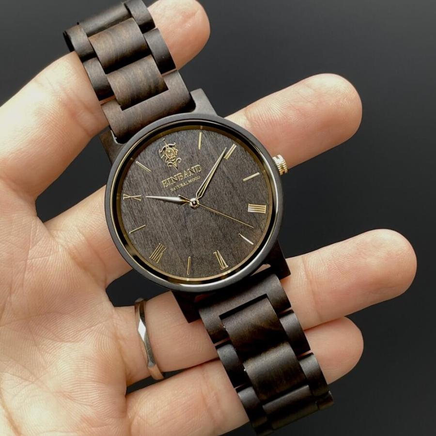 Reise SandalWood & Gold 木製 腕時計 40mm EINBAND アインバンド サンダルウッド メンズ クォーツの画像