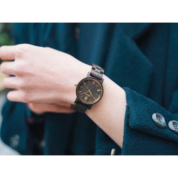 Reise SandalWood & Gold 木製 腕時計 32mm EINBAND アインバンド サンダルウッド レディース クォーツの画像