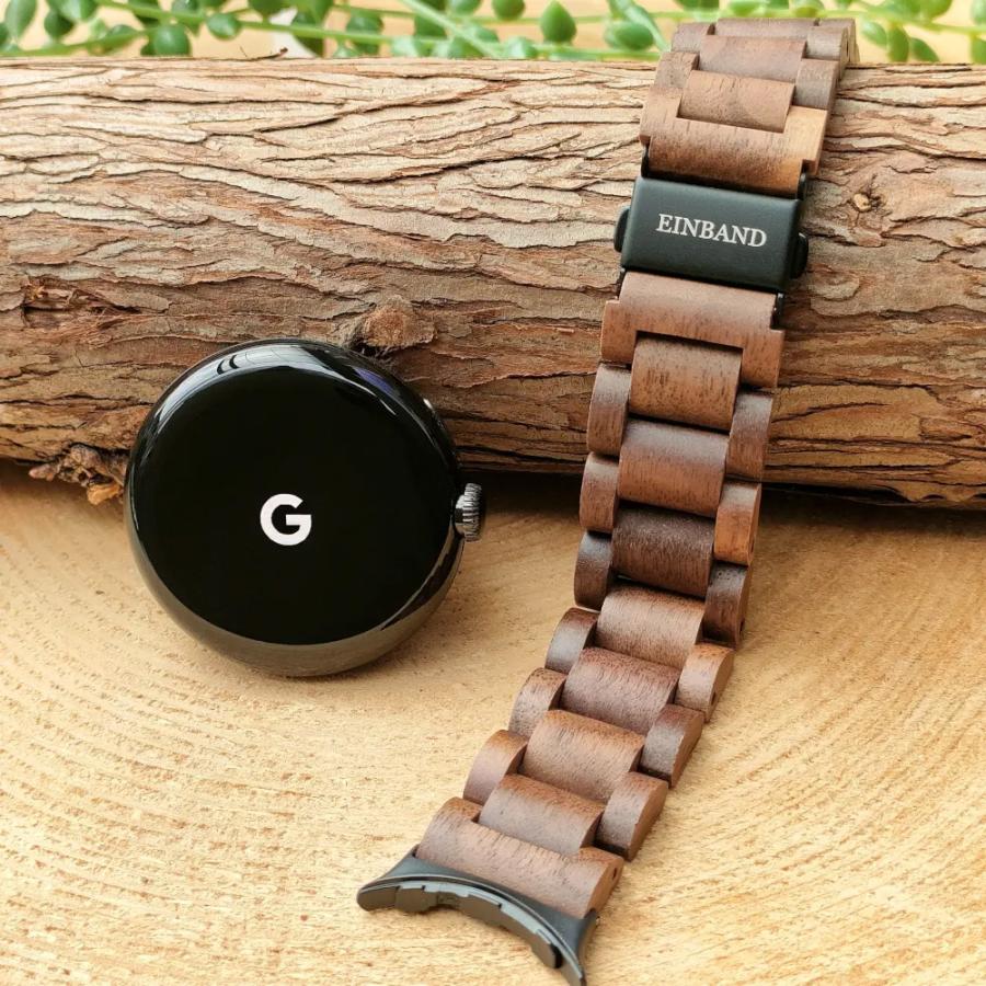 ピクセルウォッチ バンド 木製 クルミ ウォールナット Pixel Watch グーグル ピクセル ウォッチ2 3 4 日本製 おしゃれ アインバンド EINBANDの画像