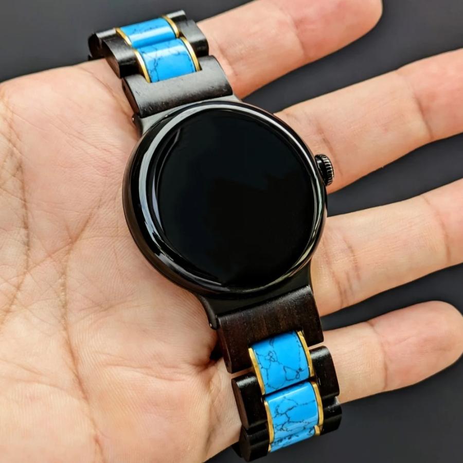 ターコイズとサンダルウッドのグーグルピクセルウォッチバンド