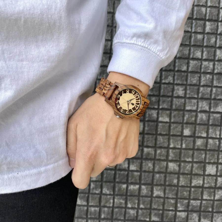腕時計 木製 メンズ ブランド クォーツ Freiheit Zebrawood スケルトン