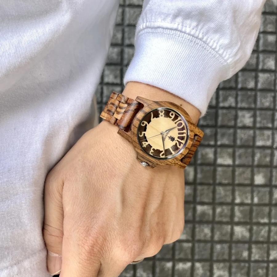 腕時計 木製 メンズ ブランド クォーツ Freiheit Zebrawood スケルトン