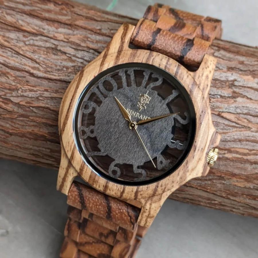 腕時計 木製 メンズ ブランド Freiheit Zebrawood スケルトン仕様