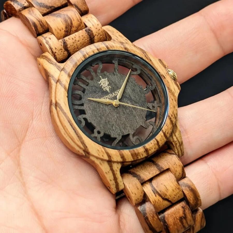 腕時計 木製 メンズ ブランド Freiheit Zebrawood スケルトン仕様