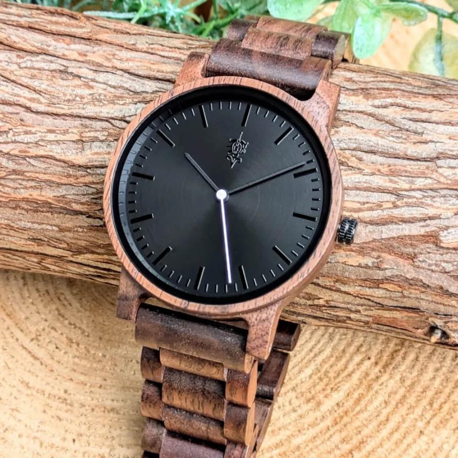 腕時計 木製 メンズ ブランド Reise グラデーションブラック文字盤×クルミの木製腕時計 40mm 男性向け 日本製 アインバンド EINBAND