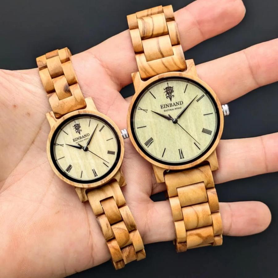 腕時計 木製 メンズ ブランド Reise Olive オリーブの木製腕時計 40mm 男性向け 日本製 アインバンド EINBANDの画像