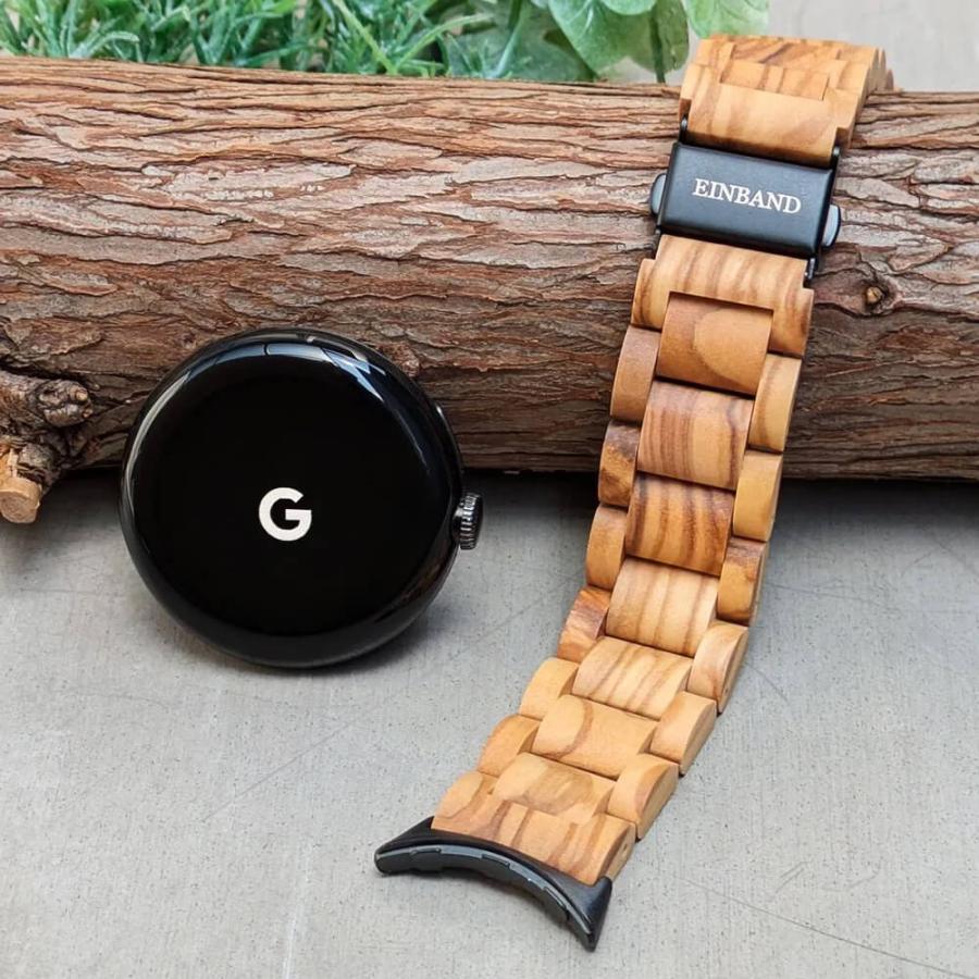ピクセルウォッチ バンド 木製 オリーブ Pixel Watch グーグル ピクセル ウォッチ2 3 4 日本製 おしゃれ アインバンド EINBANDの画像