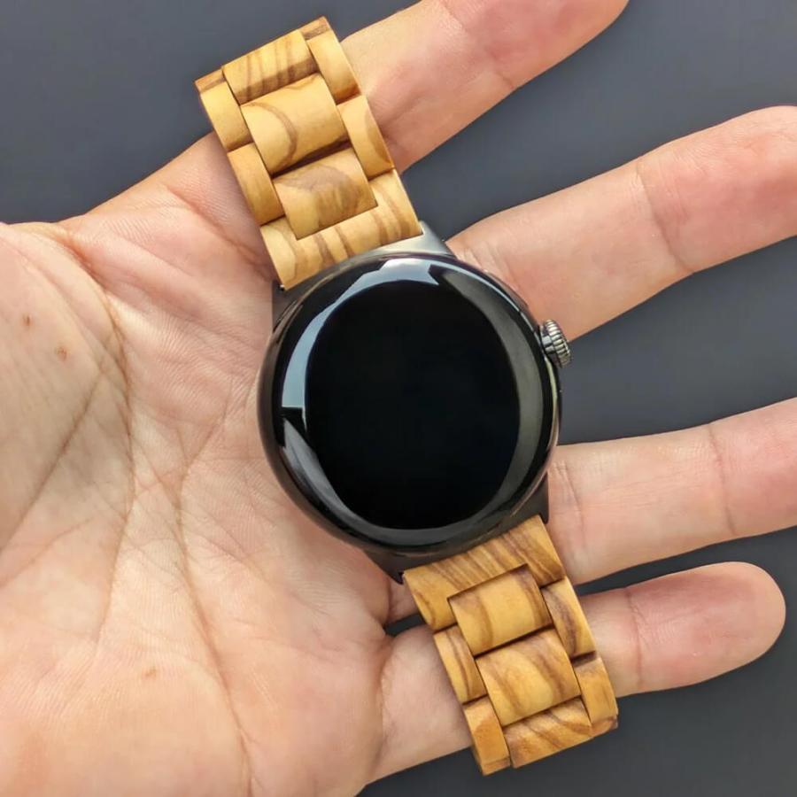 ピクセルウォッチ バンド 木製 オリーブ Pixel Watch グーグル ピクセル ウォッチ2 3 4 日本製 おしゃれ アインバンド EINBANDの画像