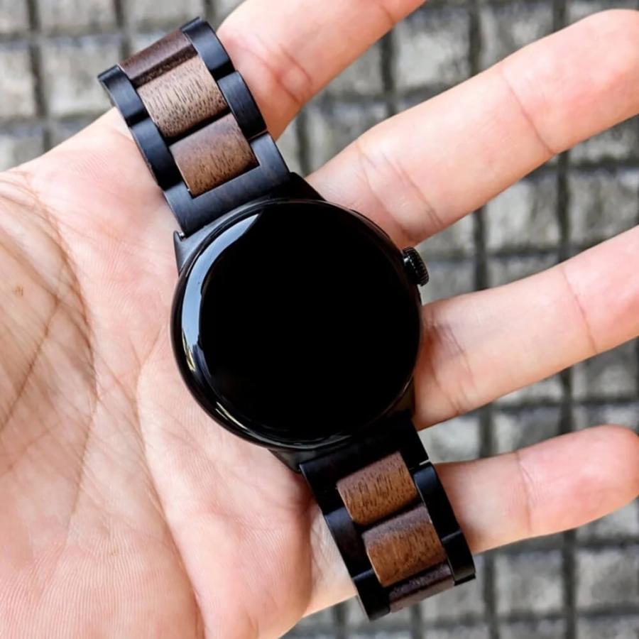 Pixel Watch バンド 木製 軽量 高級 天然木 Pixel Watch1/2/3/4対応 メンズ レディース 日本製 EINBAND エボニーウッド クルミ グーグルの画像