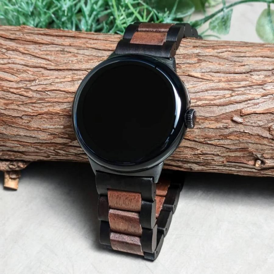 Pixel Watch バンド 木製 軽量 高級 天然木 Pixel Watch1/2/3/4対応 メンズ レディース 日本製 EINBAND エボニーウッド クルミ グーグルの画像