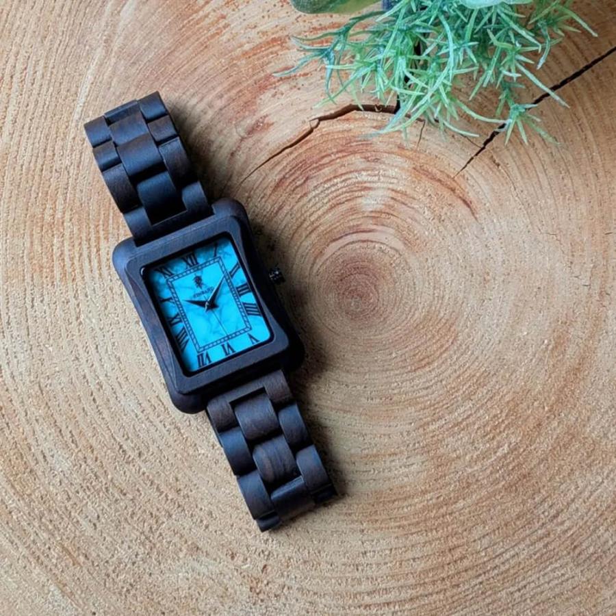 腕時計 木製 メンズ ブランド Licht Sandalwood ターコイズ文字盤