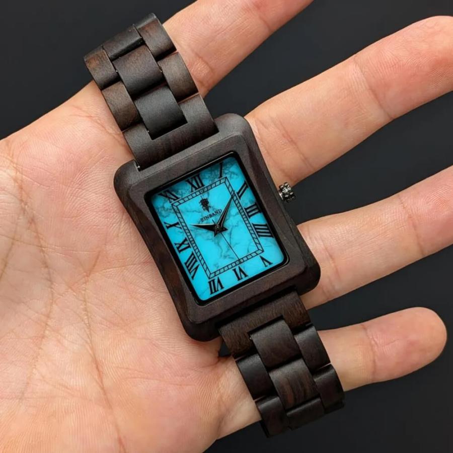 腕時計 木製 メンズ ブランド Licht Sandalwood ターコイズ文字盤