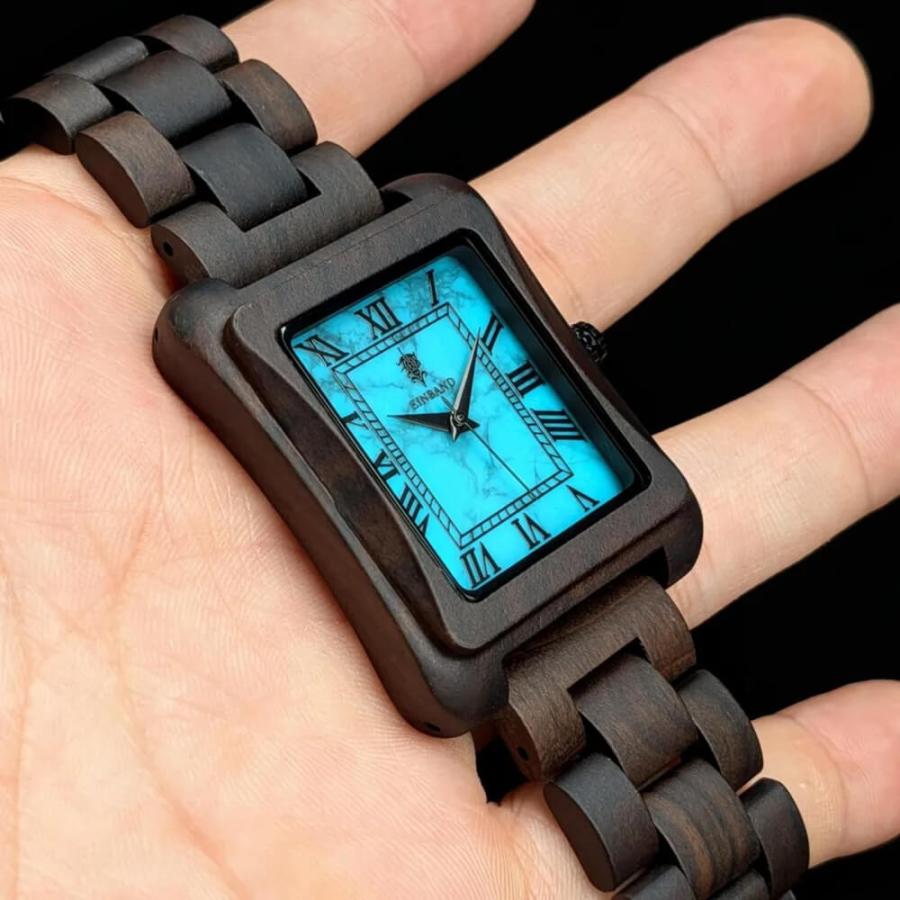 腕時計 木製 メンズ ブランド Licht Sandalwood ターコイズ文字盤