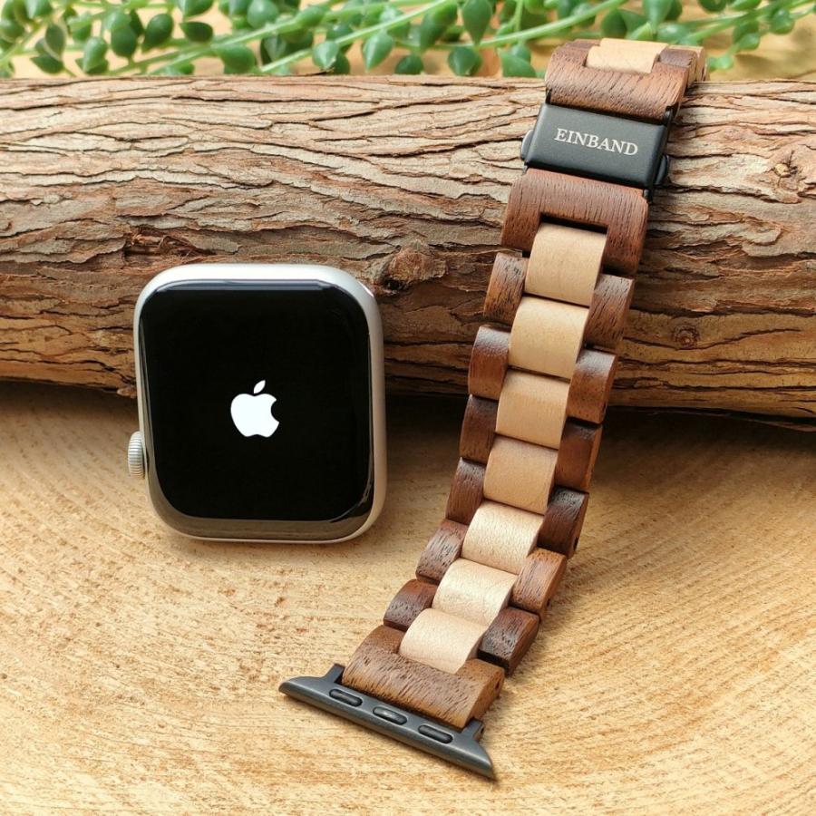 アカシアとメイプルウッドのアップルウォッチバンド 木製 腕時計 アインバンド EINBAND 38mm 40mm 41mm 42mm 44mm 45mm 46mm 49mm スマートウォッチの画像