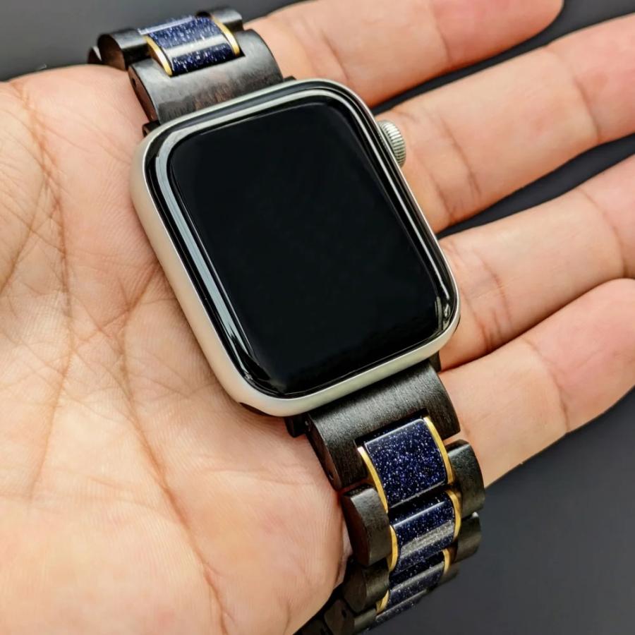 アップルウォッチ バンド 木製 ブルーサンドストーン エボニーウッド 38 40 41 42 44 45 46 49 mm ウルトラ se 日本製 おしゃれ アインバンド EINBANDの画像