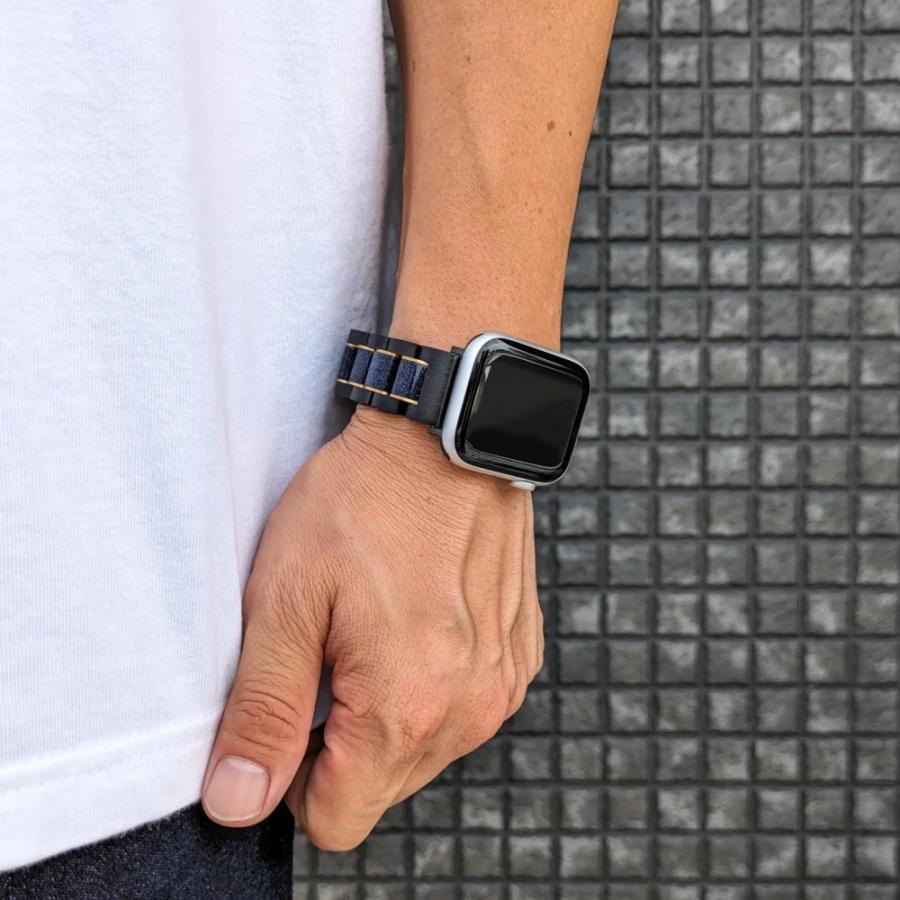 アップルウォッチ バンド 木製 ブルーサンドストーン エボニーウッド 38 40 41 42 44 45 46 49 mm ウルトラ se 日本製 おしゃれ アインバンド EINBANDの画像