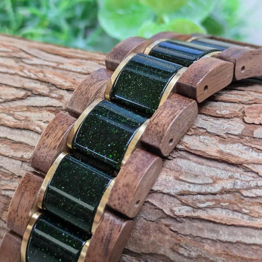 アップルウォッチ バンド 木製 グリーンサンドストーン クルミ 38mm 40mm 41mm 42mm 44mm 45mm 46mm 49mm ウルトラ se 日本製 おしゃれ アインバンド EINBANDの画像