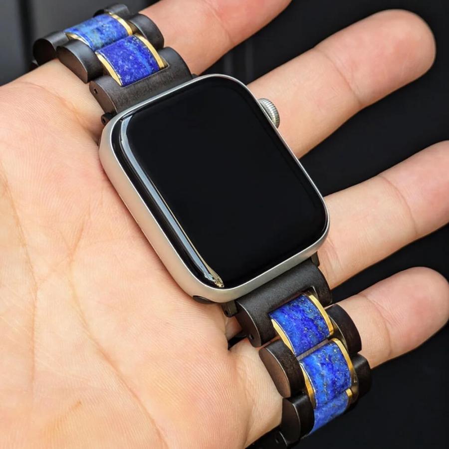 アップルウォッチ バンド 木製 ラピスラズリ サンダルウッド 38mm 40mm 41mm 42mm 44mm 45mm 46mm 49mm ウルトラ se 日本製 おしゃれ アインバンド EINBANDの画像