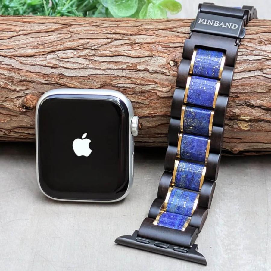 アップルウォッチ バンド 木製 ラピスラズリ サンダルウッド 38mm 40mm 41mm 42mm 44mm 45mm 46mm 49mm ウルトラ se 日本製 おしゃれ アインバンド EINBANDの画像