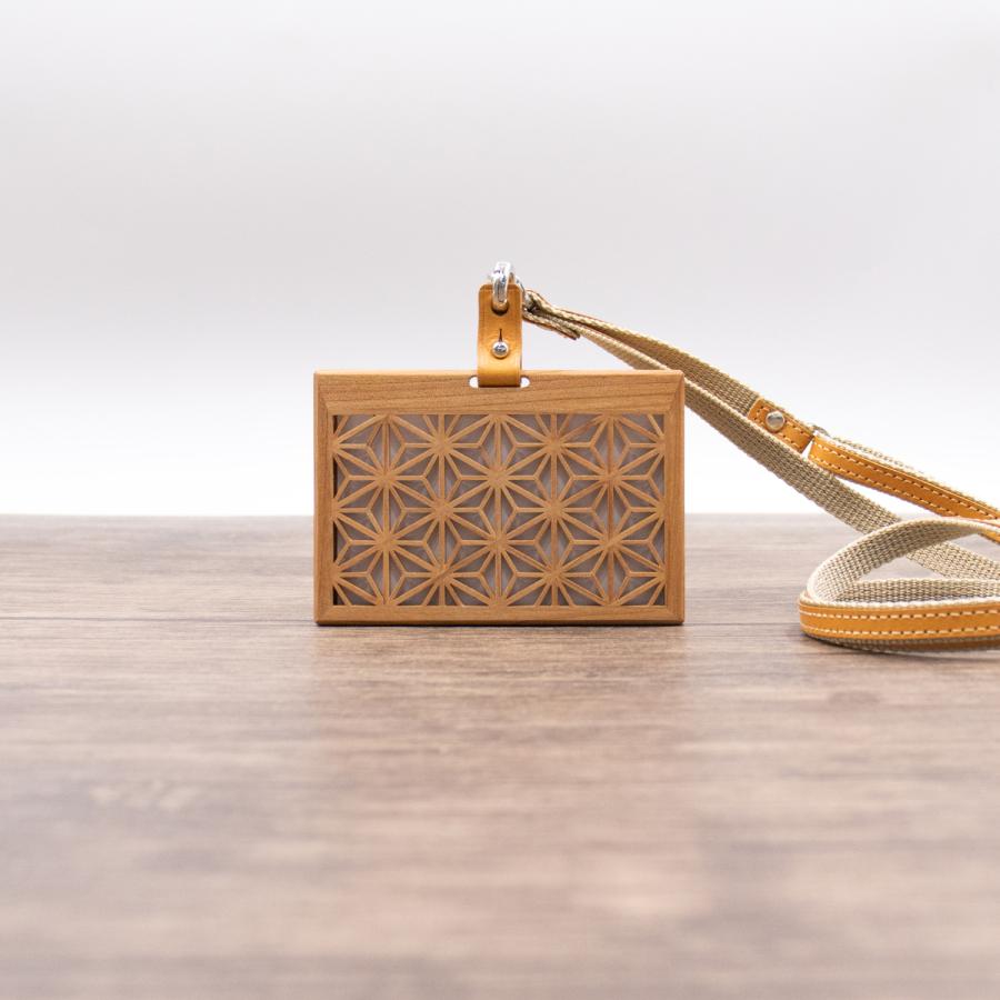 IDカードホルダー カードケース 木製 組子細工 Ichie 本革 ネーム