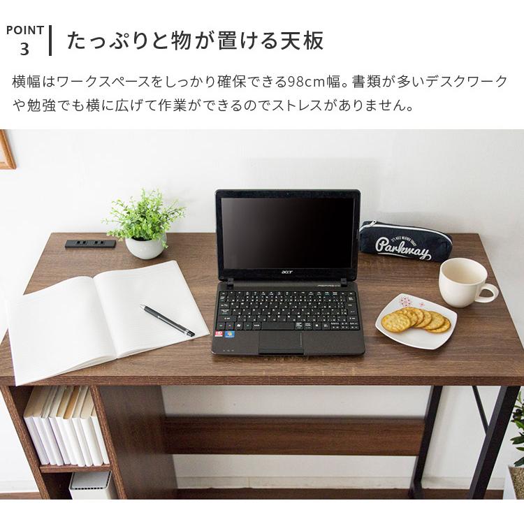スタンディングデスク 幅98 デスク おしゃれ パソコンデスク ハイタイプ PCデスク 机 高さ100 奥行45 収納付き コンセント付き 木製 スチール脚 北欧 スリム_8