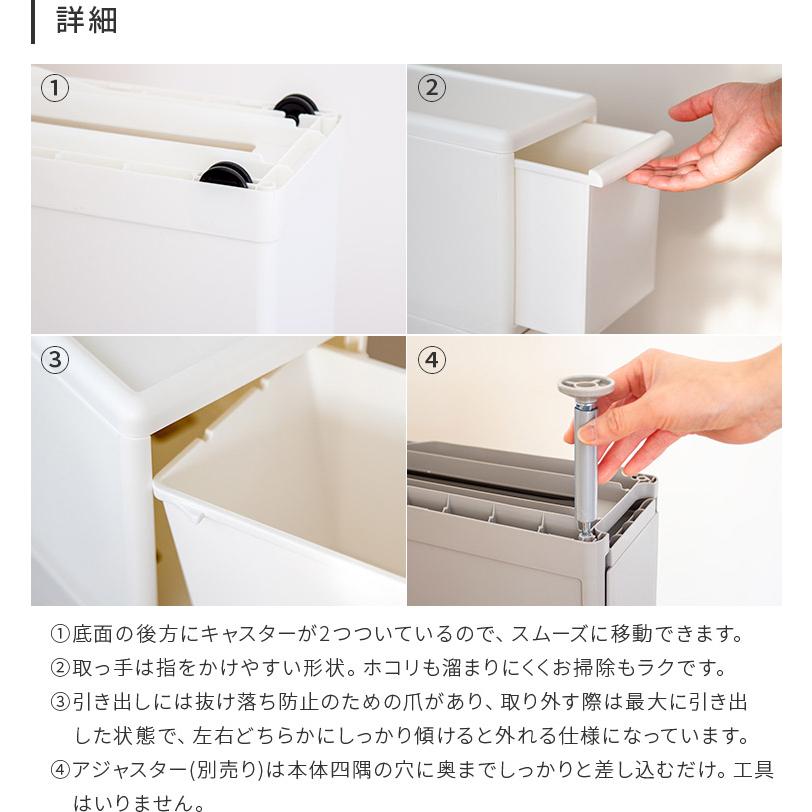 スリムストレージ゛ ミディストッカー 幅25.5cm  隙間収納 キッチン収納 サニタリー収納 引出し 3段 スリム 中身が見えない 隠せる スリムラックの画像