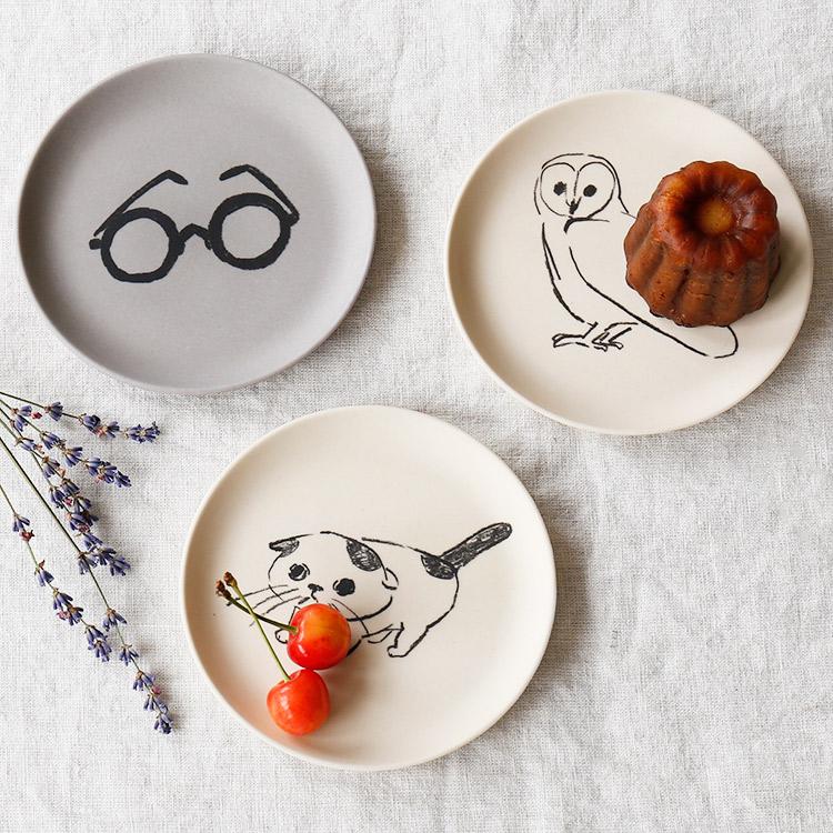 お皿 13cm フクロウ イラスト プレート 食器 キッチン カフェ かわいい