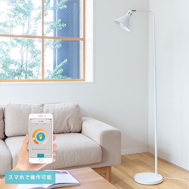 フロアライト 1灯 LED電球付き スマホ操作対応 調光調色 照明