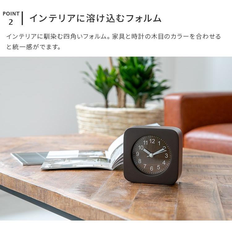 不二貿易（Fuji Boeki） 置き時計 ウッドスクエア 目覚まし時計