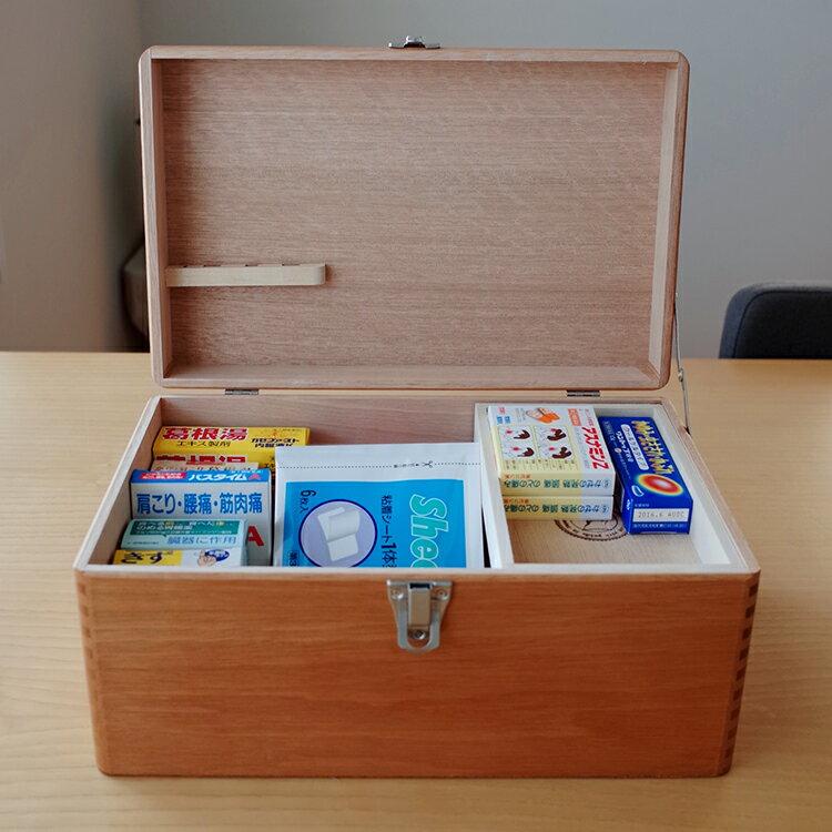 救急箱 Lサイズ 薬箱 木箱 収納ボックス 収納 アンティーク ふた付