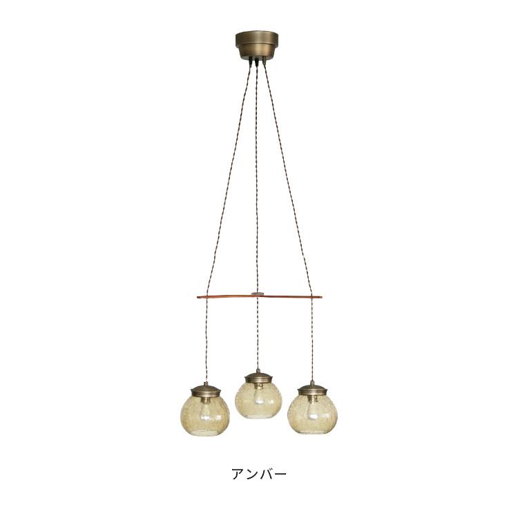 超希少　アンティーク　琥珀色　照明　天井吊　ガラス＆鉄製 E26 LED対応 ペンダントライト 3灯 EXP-005 カフェ アンバー クラッキングガラス