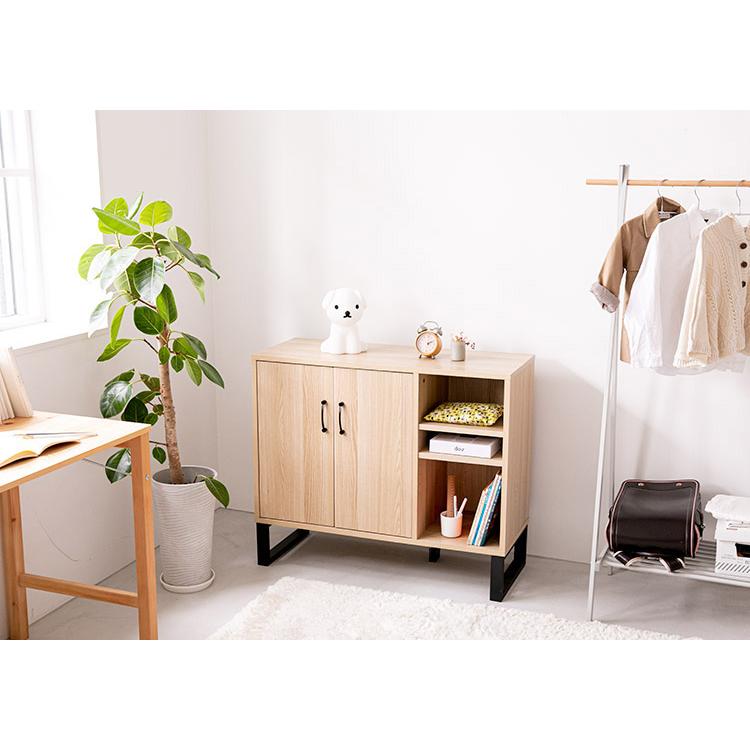 キャビネット スチール脚 幅90 北欧 木製 スリム おしゃれ 収納 収納棚