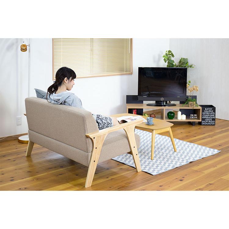 ソファ　2人掛け　グリーン 後藤家具物産 2Pソファ グリーン 二人掛 北欧風 座面下収納庫付