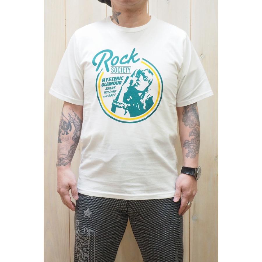 メンズ HYSTERIC GLAMOUR ヒステリックグラマー 02201CT09 ROCK SOCIETY Tシャツ [WHITE] 正規