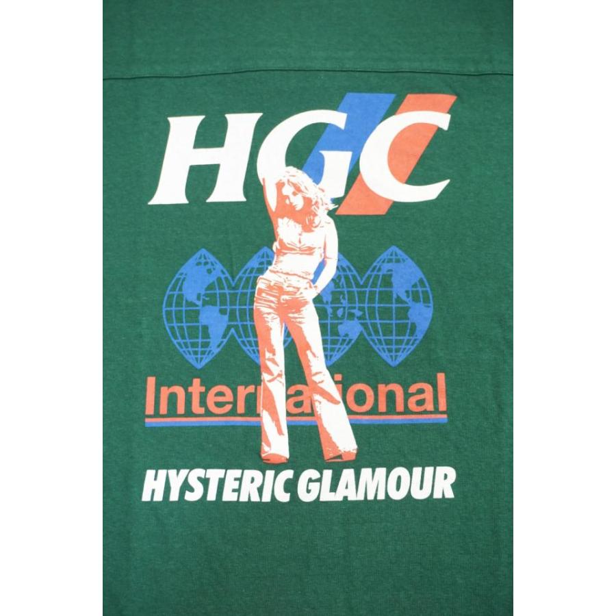 HYSTERIC GLAMOUR ヒステリックグラマー 02223CL03 HGC INTERNATIONAL オーバーサイズTシャツ GREEN 正規通販 メンズ (GREEN XL)｜molotovcocktail7010｜02