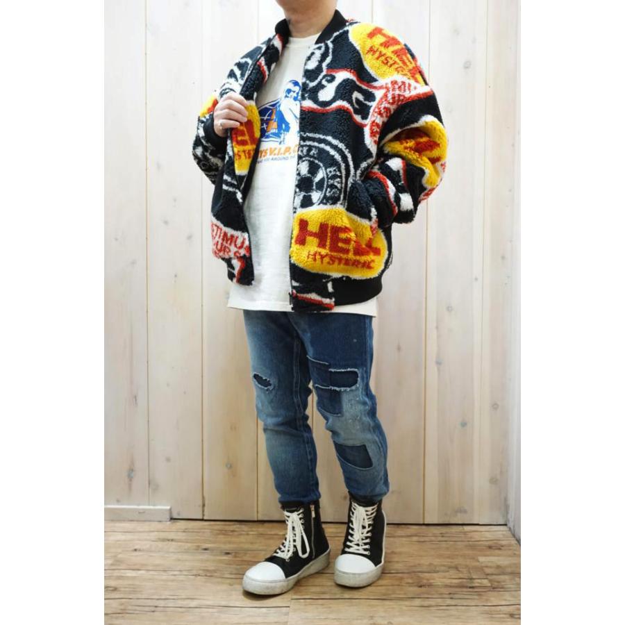 HYSTERIC GLAMOUR ヒステリックグラマー 01233AB08 HG ROADRUNNERS柄ジャカード リブブルゾン BLACK 正｜molotovcocktail7010｜20