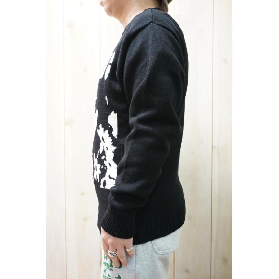 HYSTERIC GLAMOUR ヒステリックグラマー NS FLOWER TRAVELING編込 セーター BLACK 正規通販 メンズ