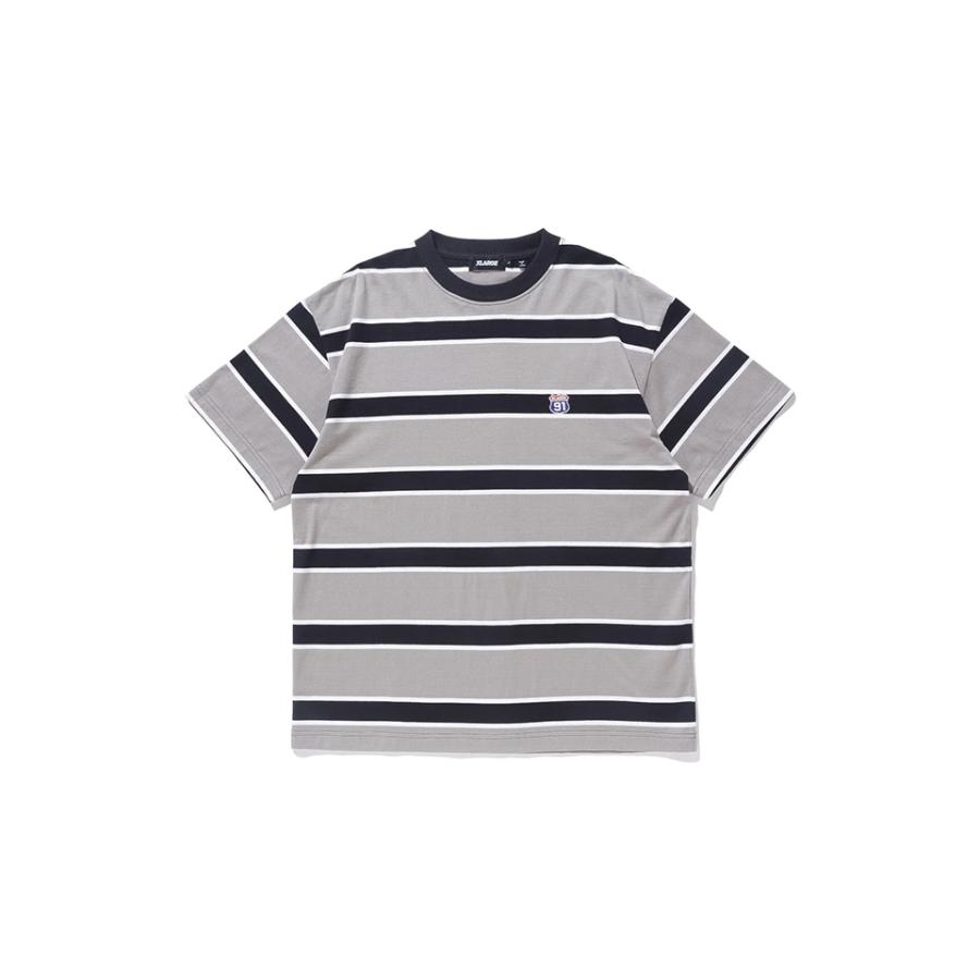 XLARGE エクストララージ 101241011013 XL91 STRIPED S/S TEE XLARGE ボーダーTシャツ GRAY 正規｜molotovcocktail7010｜02