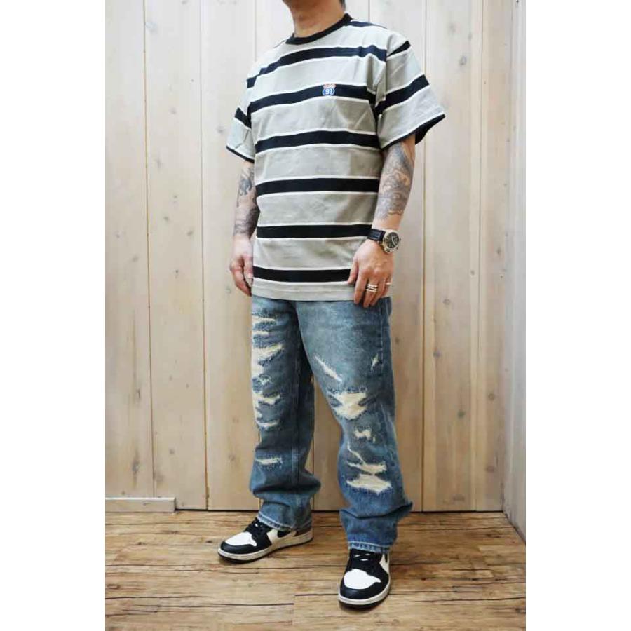 XLARGE エクストララージ 101241011013 XL91 STRIPED S/S TEE XLARGE ボーダーTシャツ GRAY 正規｜molotovcocktail7010｜10