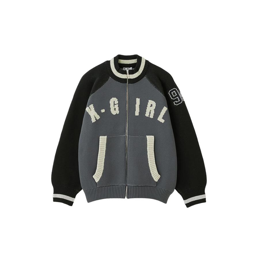 X-girl（エックスガール） 105254015010 STADIUM KNIT JACKET ニット