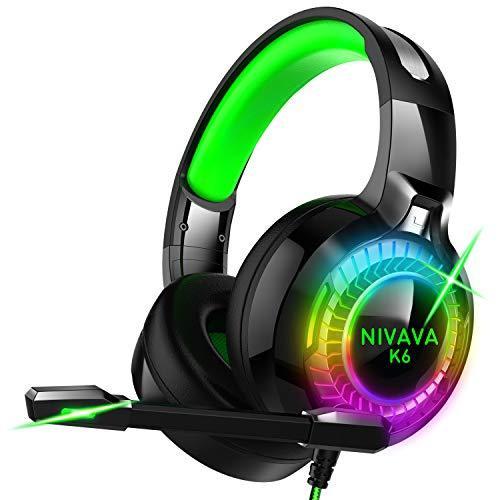 開店祝い Nivava ゲーミングヘッドセット Ps4 Xbox One用 Pcヘッドフォン マイク付き Ledライトマイク付き 任天堂スイッチps5プレイステ 手数料安い Www Muslimaidusa Org