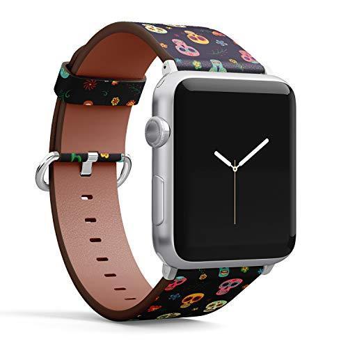 注目の福袋 Of Day The サボテンと花の壁紙 メキシカンシュガースカル Generic The Watch Apple 柄入りレザーリストバンドストラップ Dead スマートウォッチ ウェアラブル端末 Oyostate Gov Ng